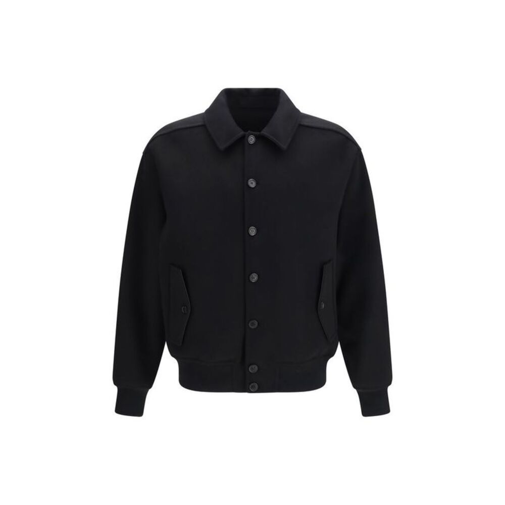 Ferragamo Black Wool Oves Aries Biker Men's Jacket